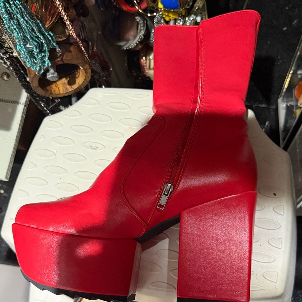 Chic Red Heeled Boots